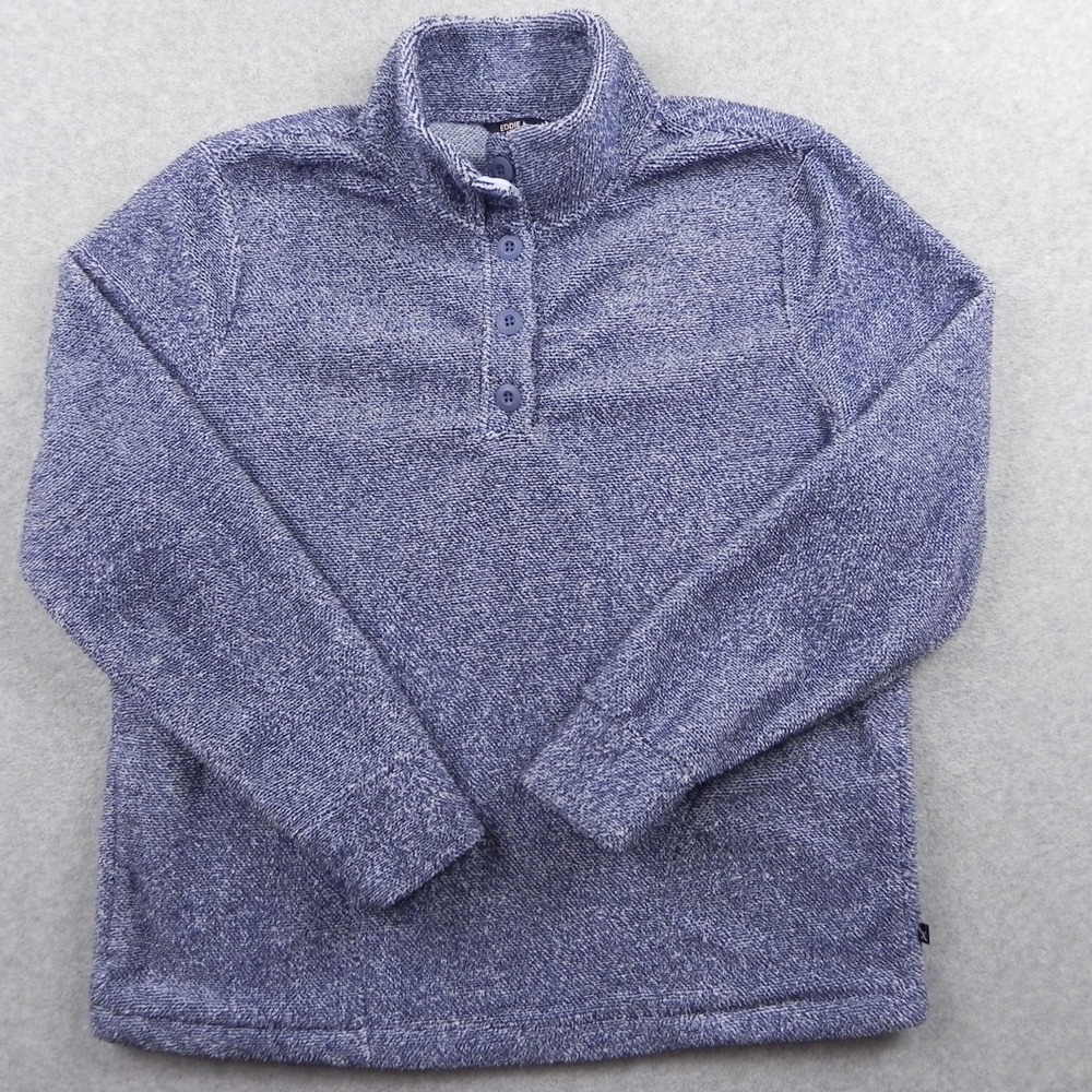Eddie Bauer Jacket Womens Large 1/4 Button Pullover Mock Neck Blue Long Sleeve